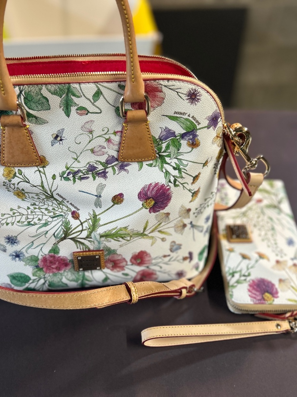 DOONEY & BOURKE BOTANICAL ROBIN DOMED ZIP SATCHEL